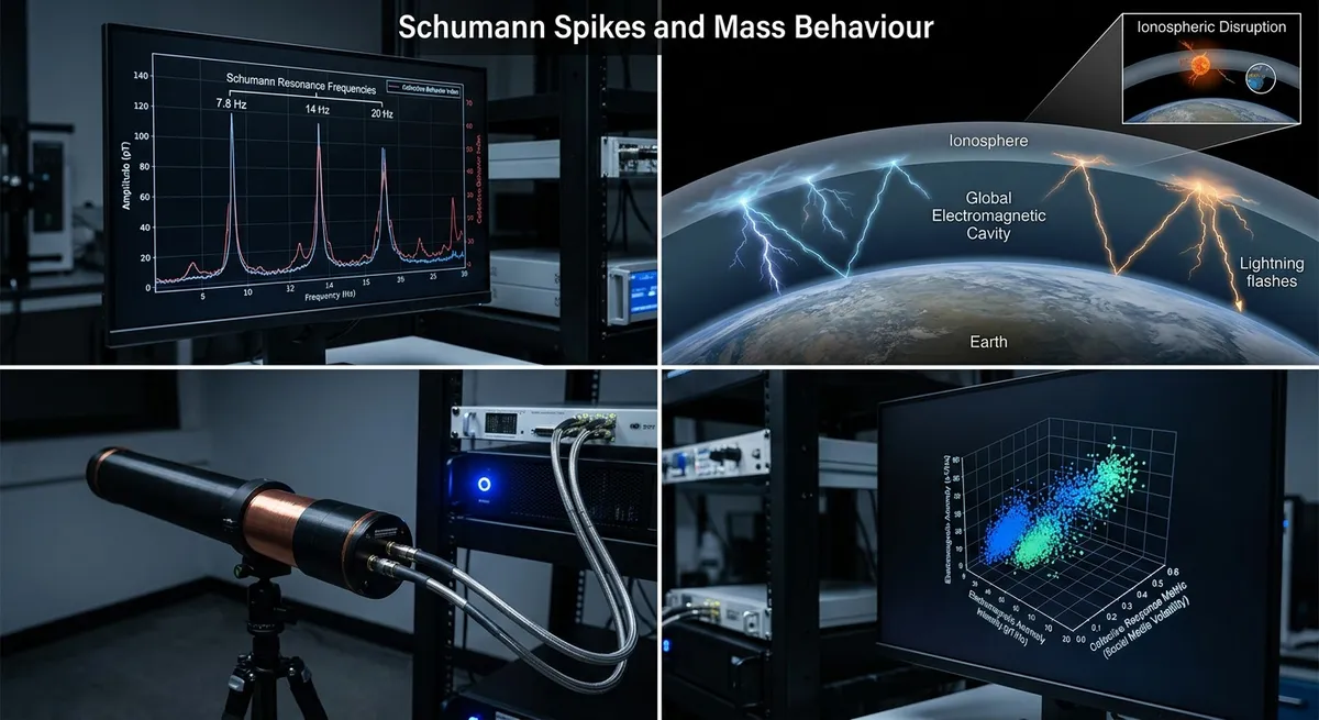 Schumann Spikes and Mass Behaviour: A Pattern Recognition Study of Electromagnetic Disruption and Collective Response