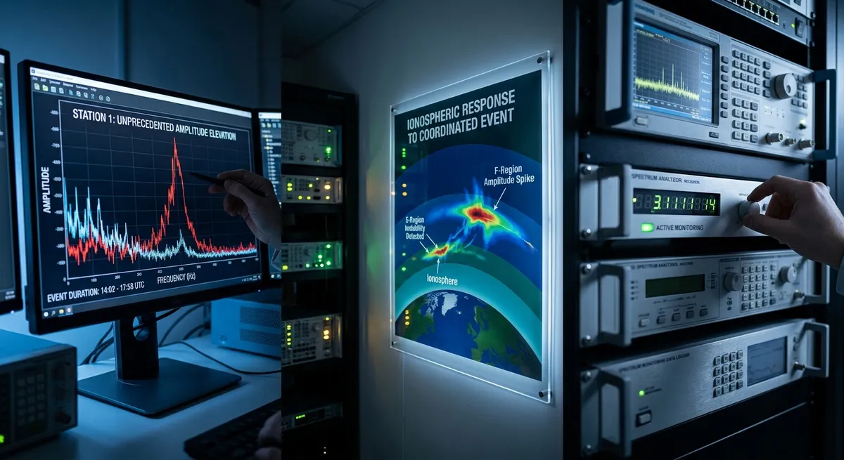 Three Independent Stations Document Sustained Amplitude Elevation — Largest Coordinated Event in Monitoring History